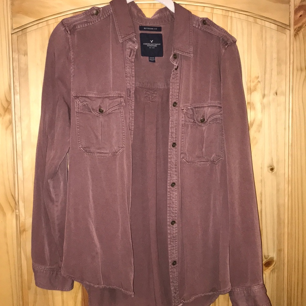 American Eagle mauve button down